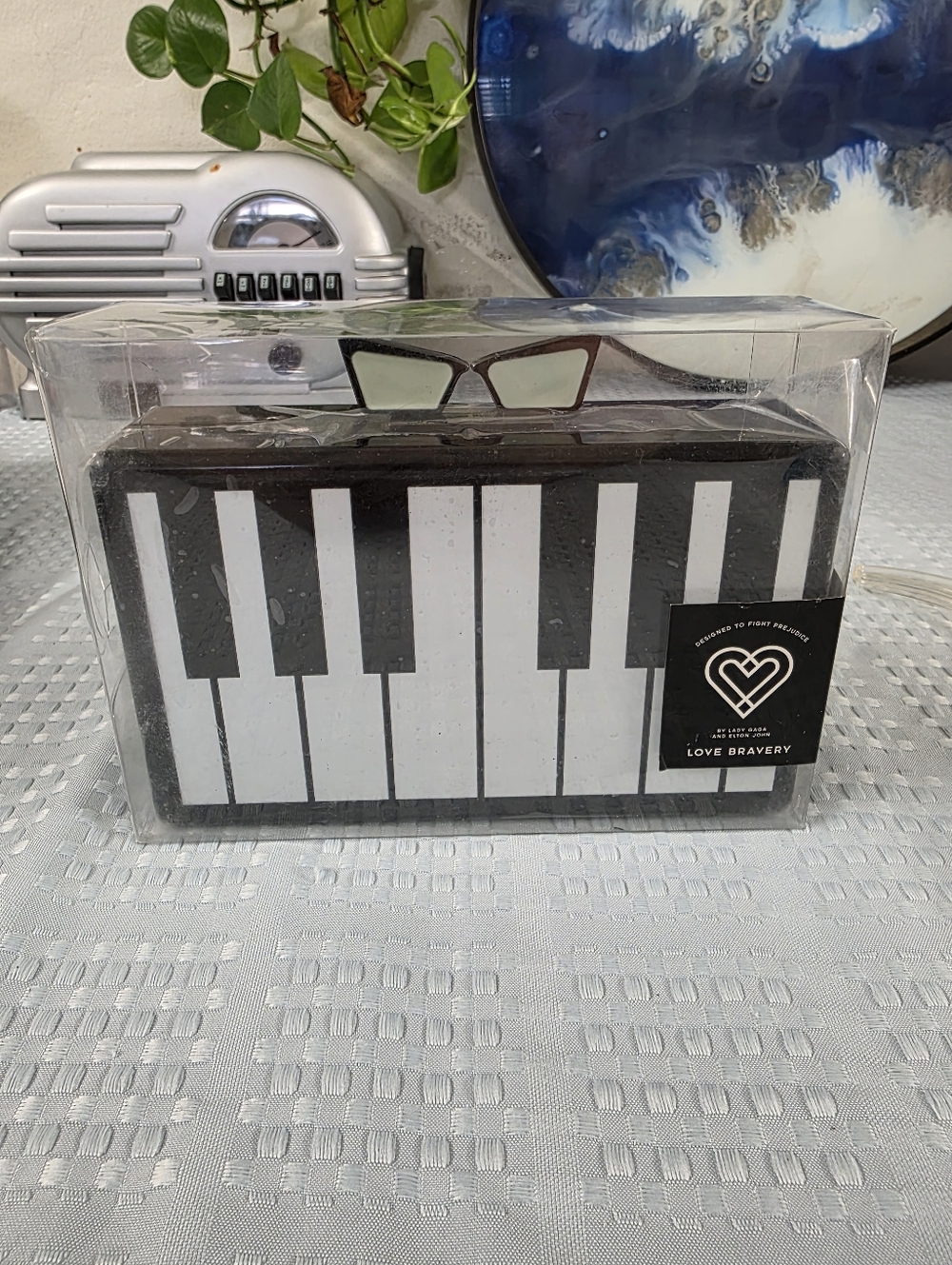 Love Bravery Piano Key Clutch - Black & White New.